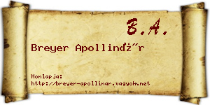 Breyer Apollinár névjegykártya